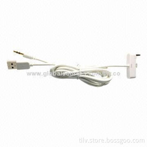 Unique design car audio cable for iPhone 5, white color